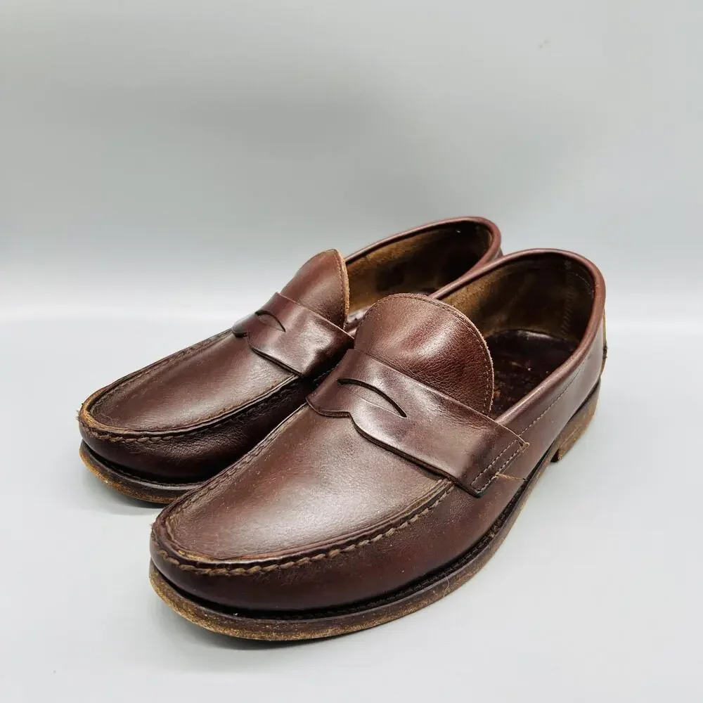 Sid Mashburn Shoes Mens 7 Brown Leather Penny Loafers Slip On Dress Classic